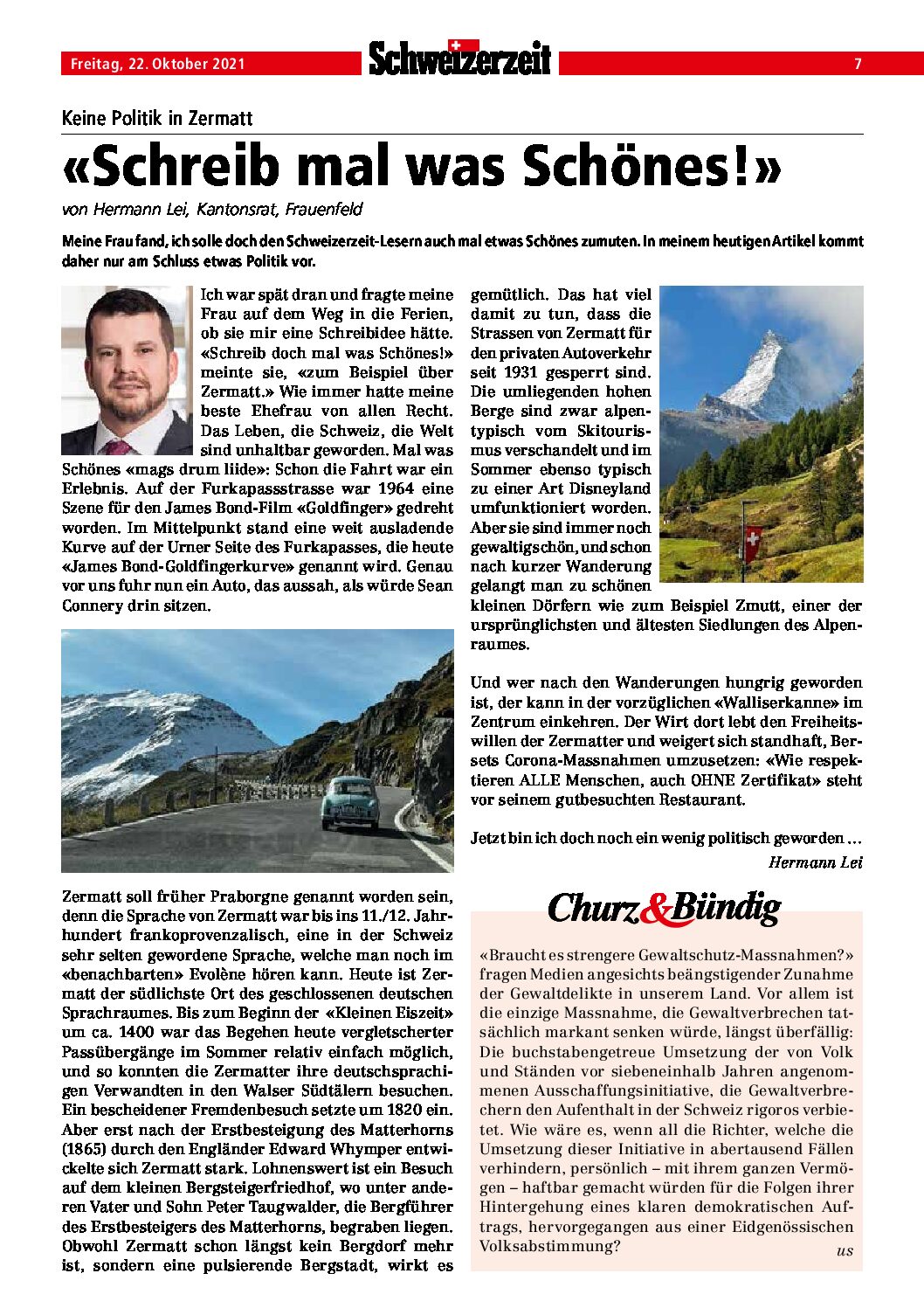Keine Politik in Zermatt: «Schreib mal was Schönes!»