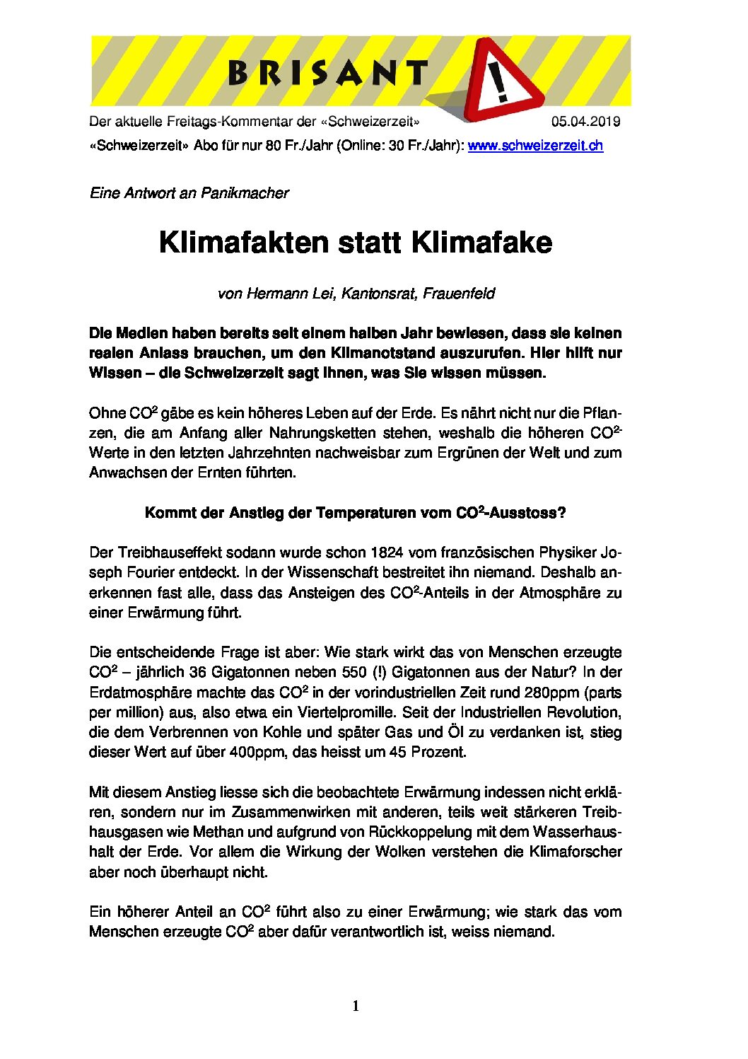 6.4.19 Klimafakten statt Klimafake 