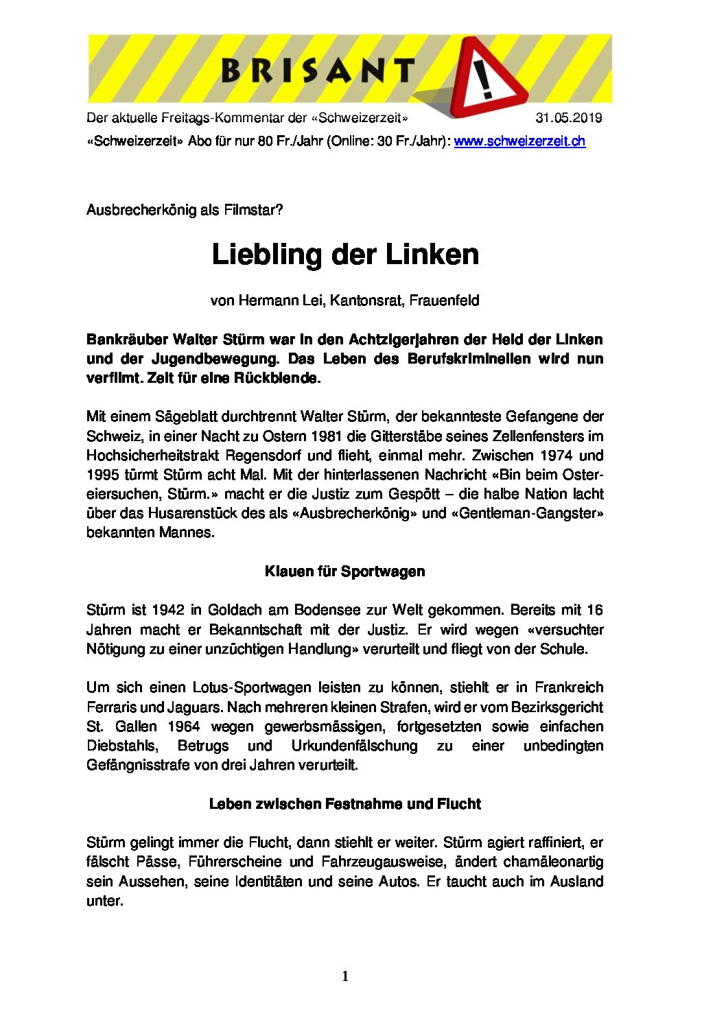 9.6.19 Liebling der Linken