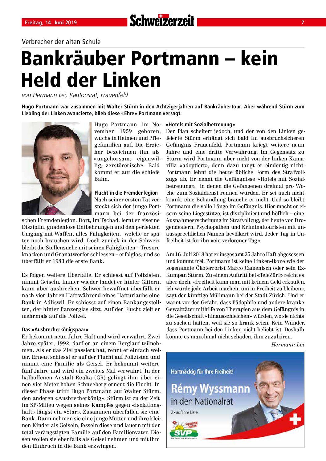 16.6.19 Bankräuber Portmann – Verbrecher der alten Schule